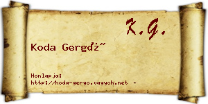 Koda Gergő névjegykártya